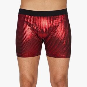 Max Deco Men’s Shiny Lam’e Vibrant Red Boxer Briefs      Large (36-38)       NWT